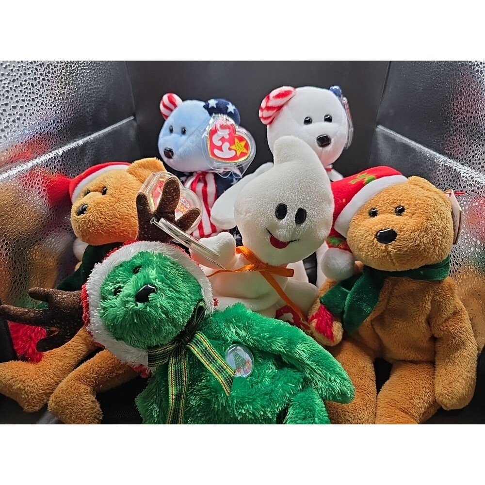 Lot 6 Authentic TY Beanie Baby HOLIDAY Theme MINT America, Spangled, Spooky MINT